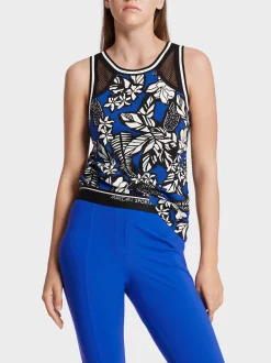 Marc Cain Shirts & Tops-ÄRMELLOSES TOP MIT FLORALEM PRINT bright royal blue