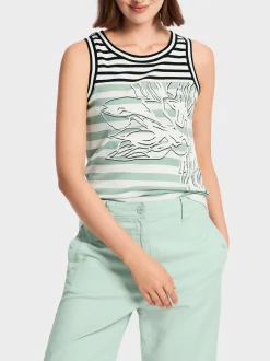 Marc Cain Shirts & Tops-ÄRMELLOSES TOP MIT STREIFEN &AMP; OVERPRINT soft sage