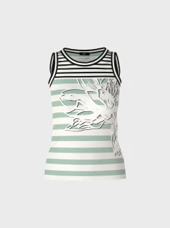 Marc Cain Shirts & Tops-ÄRMELLOSES TOP MIT STREIFEN &AMP; OVERPRINT soft sage