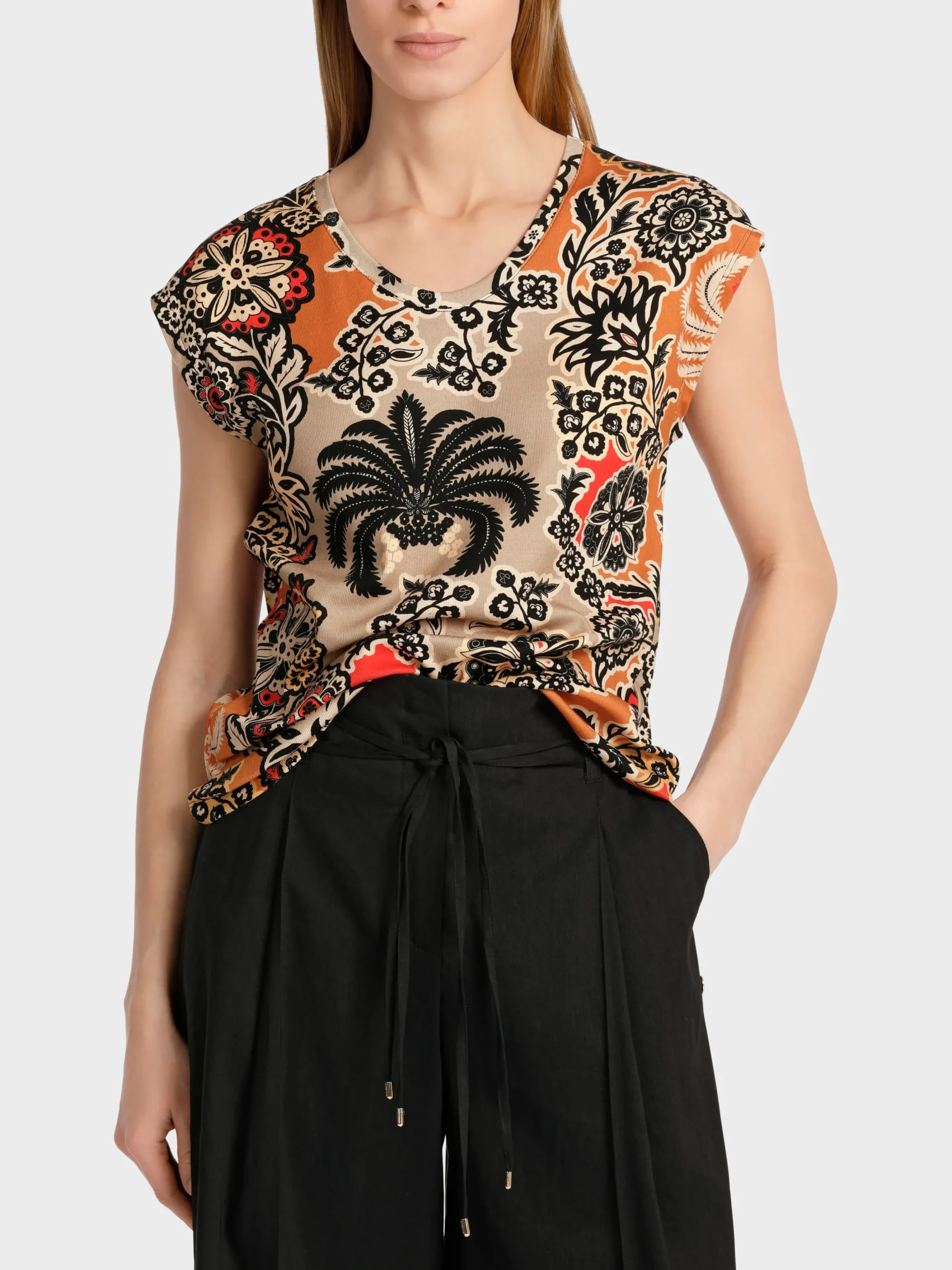Marc Cain Shirts & Tops-ÄRMELLOSES T-SHIRT AUS BAUMWOLLSTRETCH bright ochre