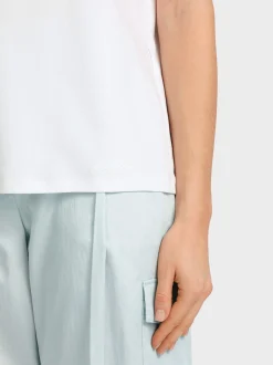 Marc Cain Shirts & Tops-ÄRMELLOSES T-SHIRT IM MATERIALMIX white