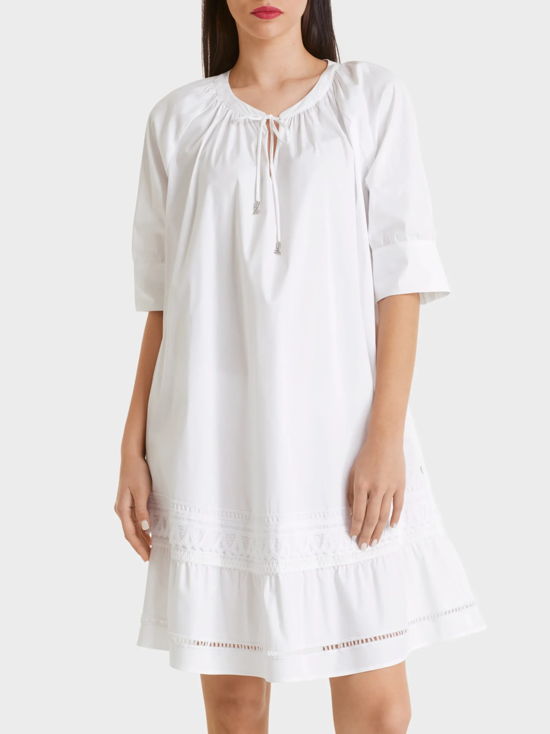 Marc Cain Kleider-ROMANTISCHES RAGLANKLEID MIT STUFE white