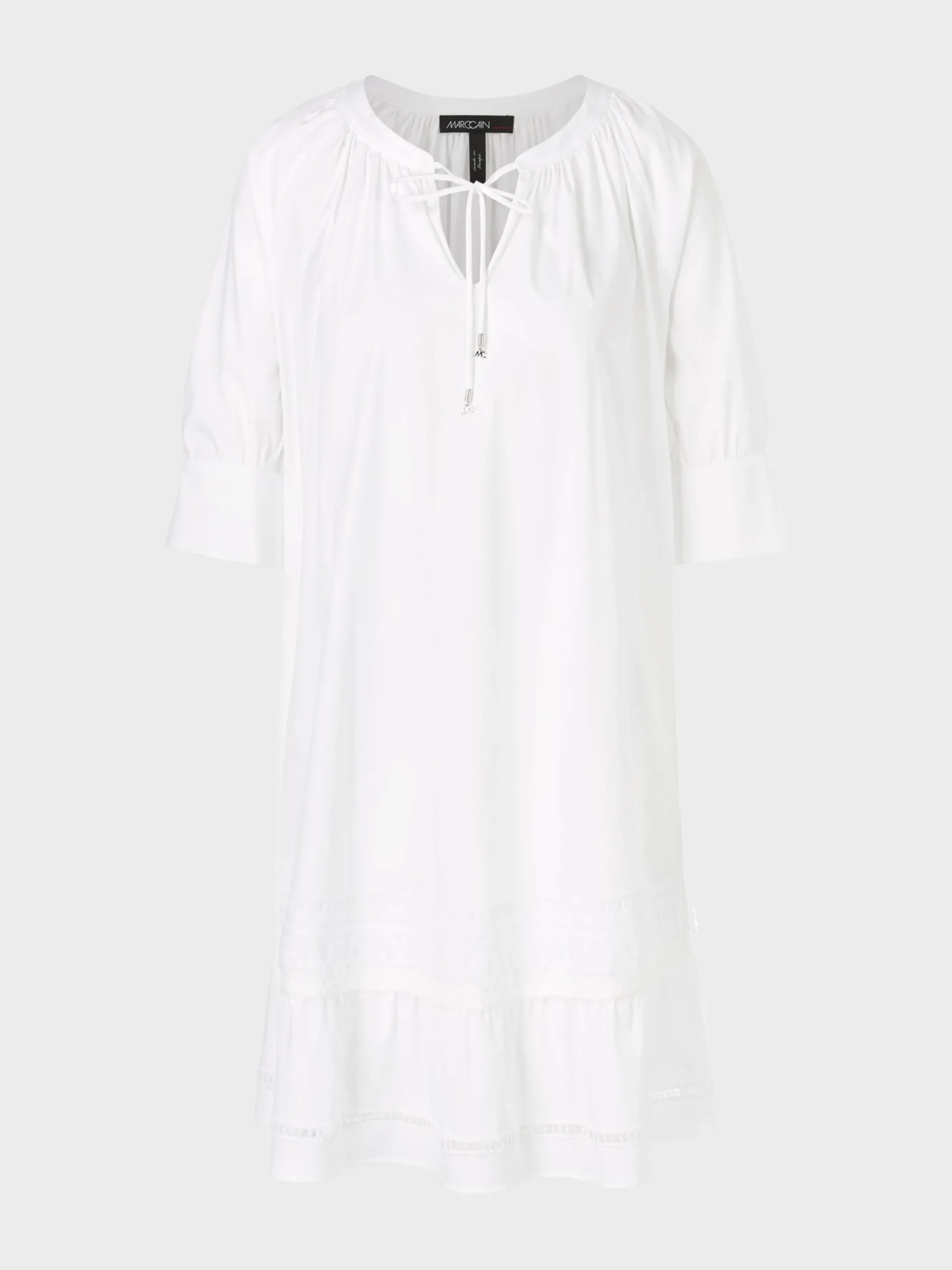 Marc Cain Kleider-ROMANTISCHES RAGLANKLEID MIT STUFE white