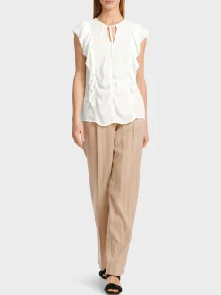 Marc Cain Shirts & Tops-RÜSCHENTOP AUS RECYCELTEM POLYESTER off-white