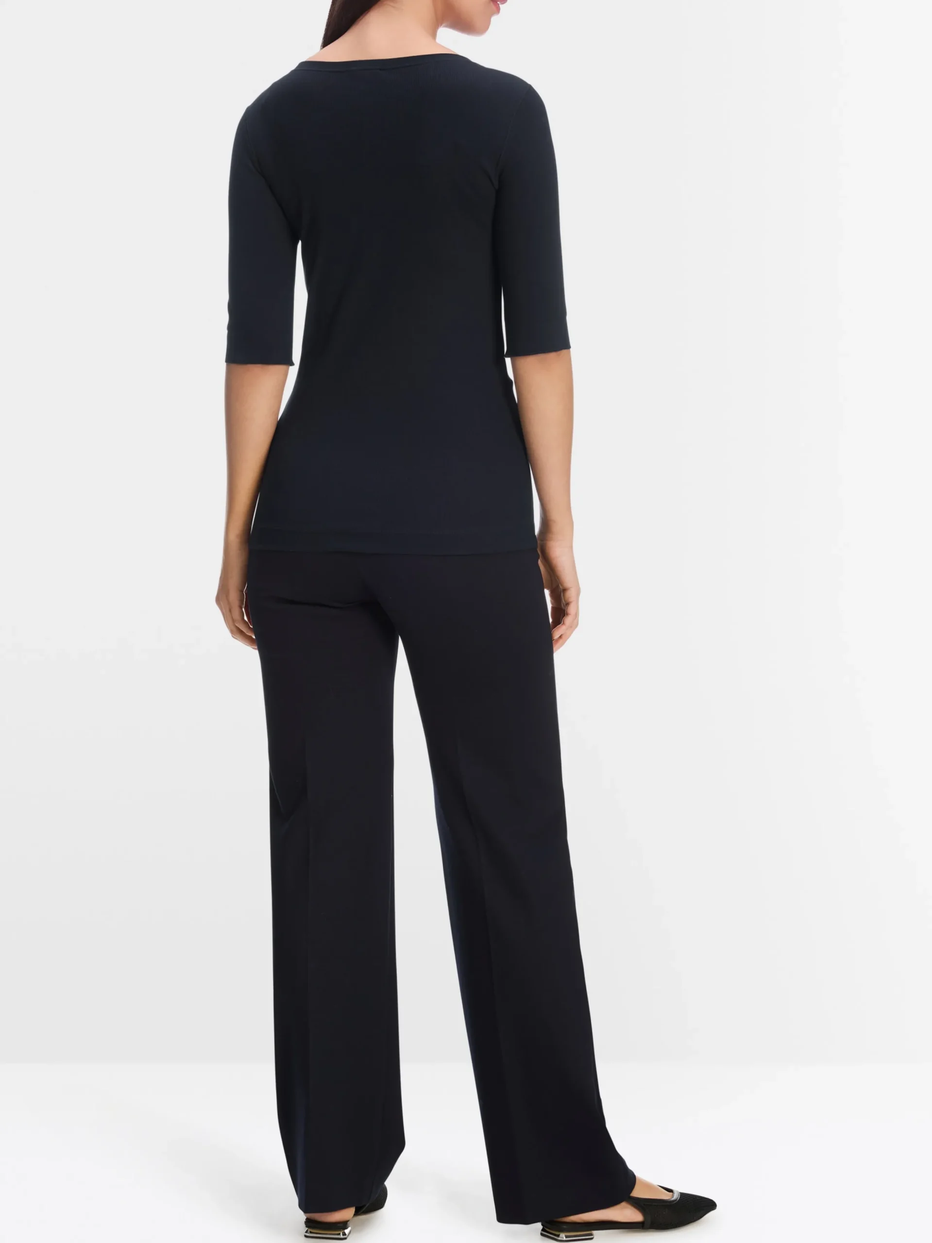 Marc Cain Shirts & Tops-RUNDHALS-SHIRT MIT HALBEN ÄRMELN midnight blue