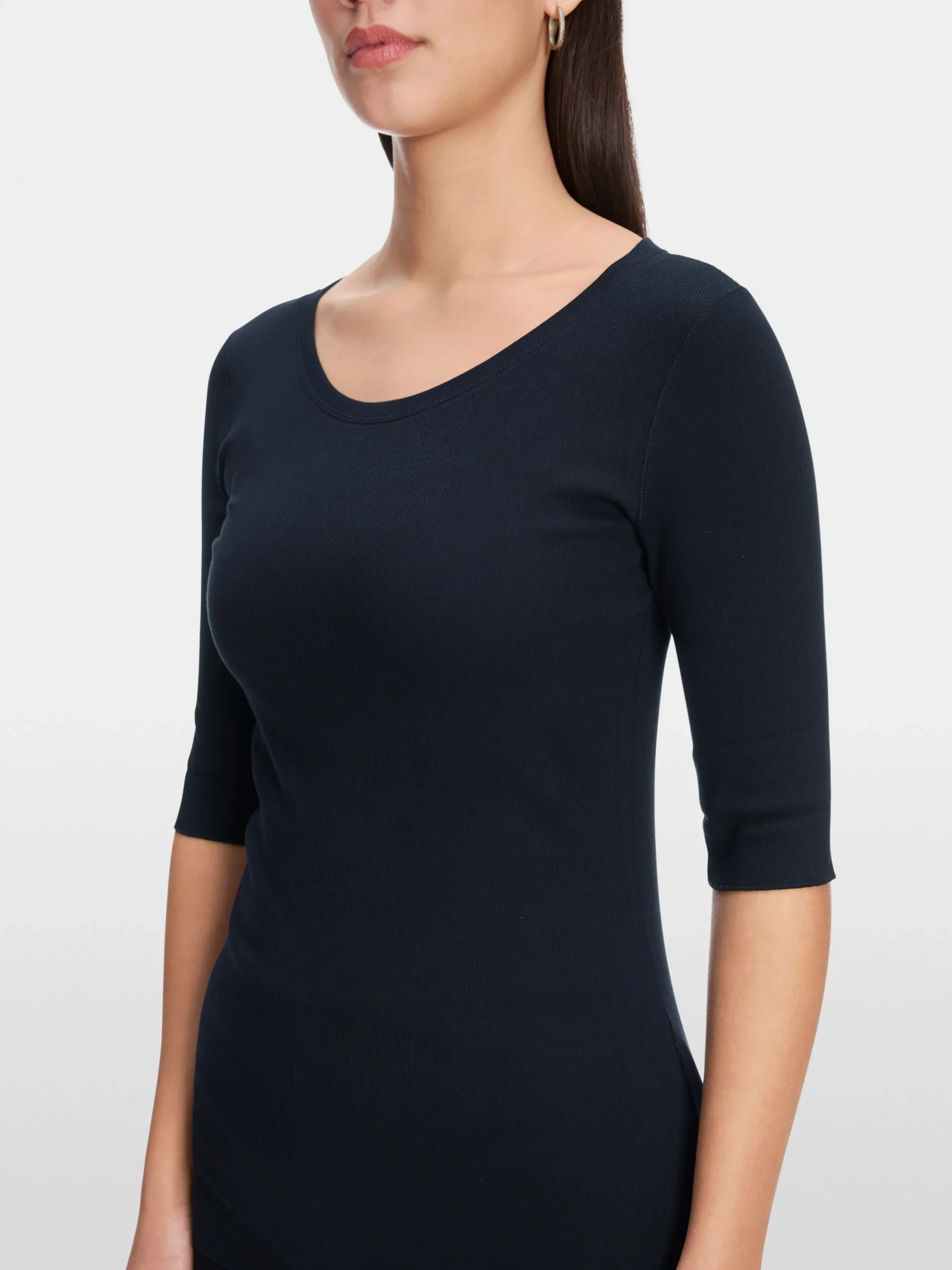 Marc Cain Shirts & Tops-RUNDHALS-SHIRT MIT HALBEN ÄRMELN midnight blue