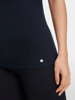 Marc Cain Shirts & Tops-RUNDHALS-SHIRT MIT HALBEN ÄRMELN midnight blue