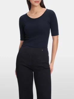 Marc Cain Shirts & Tops-RUNDHALS-SHIRT MIT HALBEN ÄRMELN midnight blue