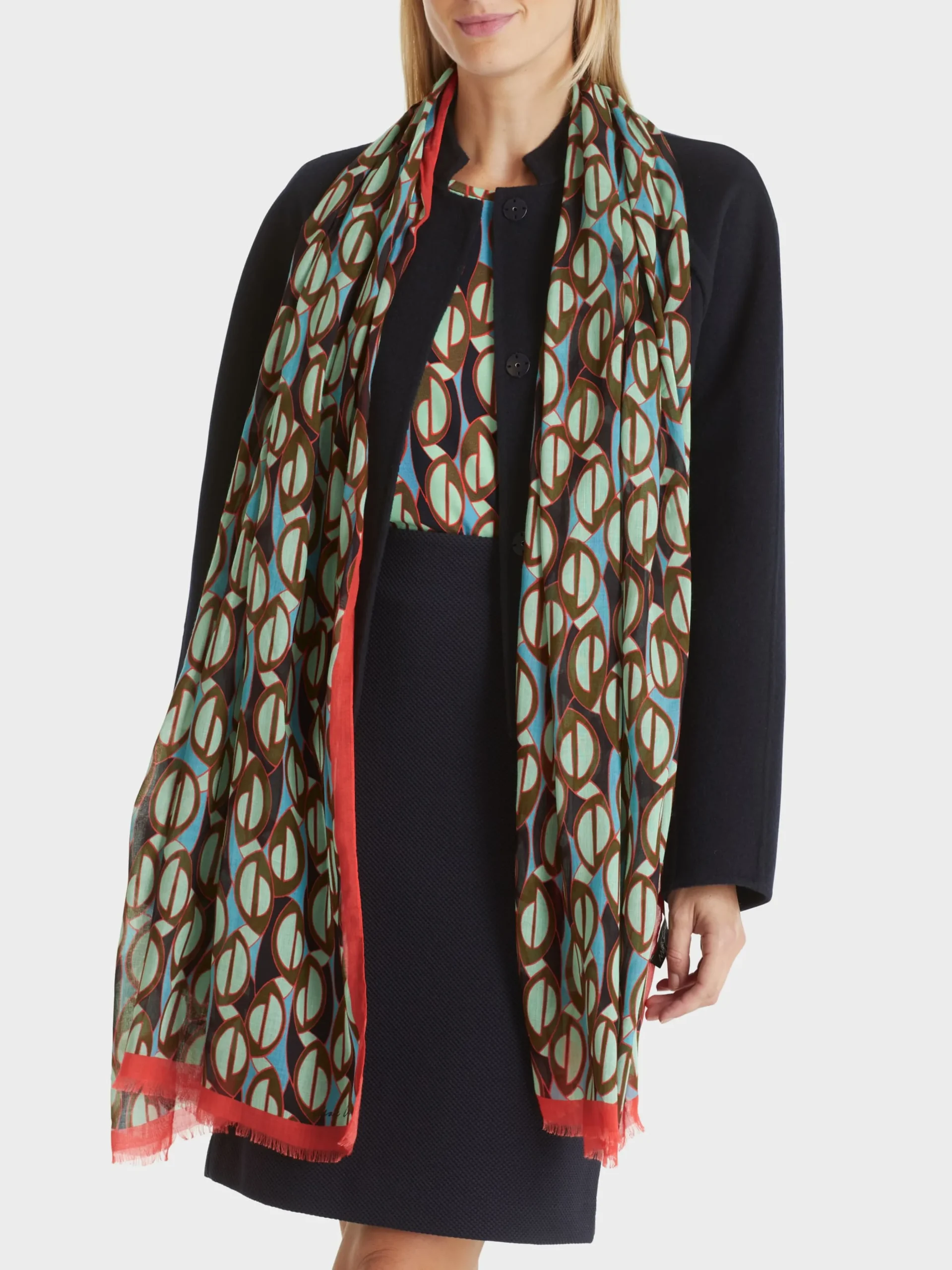 Marc Cain Accessoires-SCHAL MIT ALLOVER GRAFIKDESSIN soft malachite