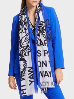 Marc Cain Accessoires-SCHAL MIT COLORBLOCKING white and black
