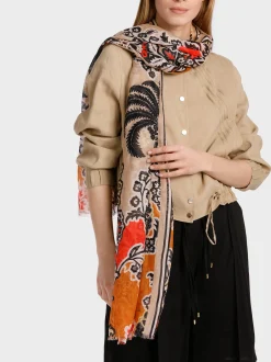 Marc Cain Accessoires-SCHAL MIT FLORALEM PRINTMOTIV bright ochre