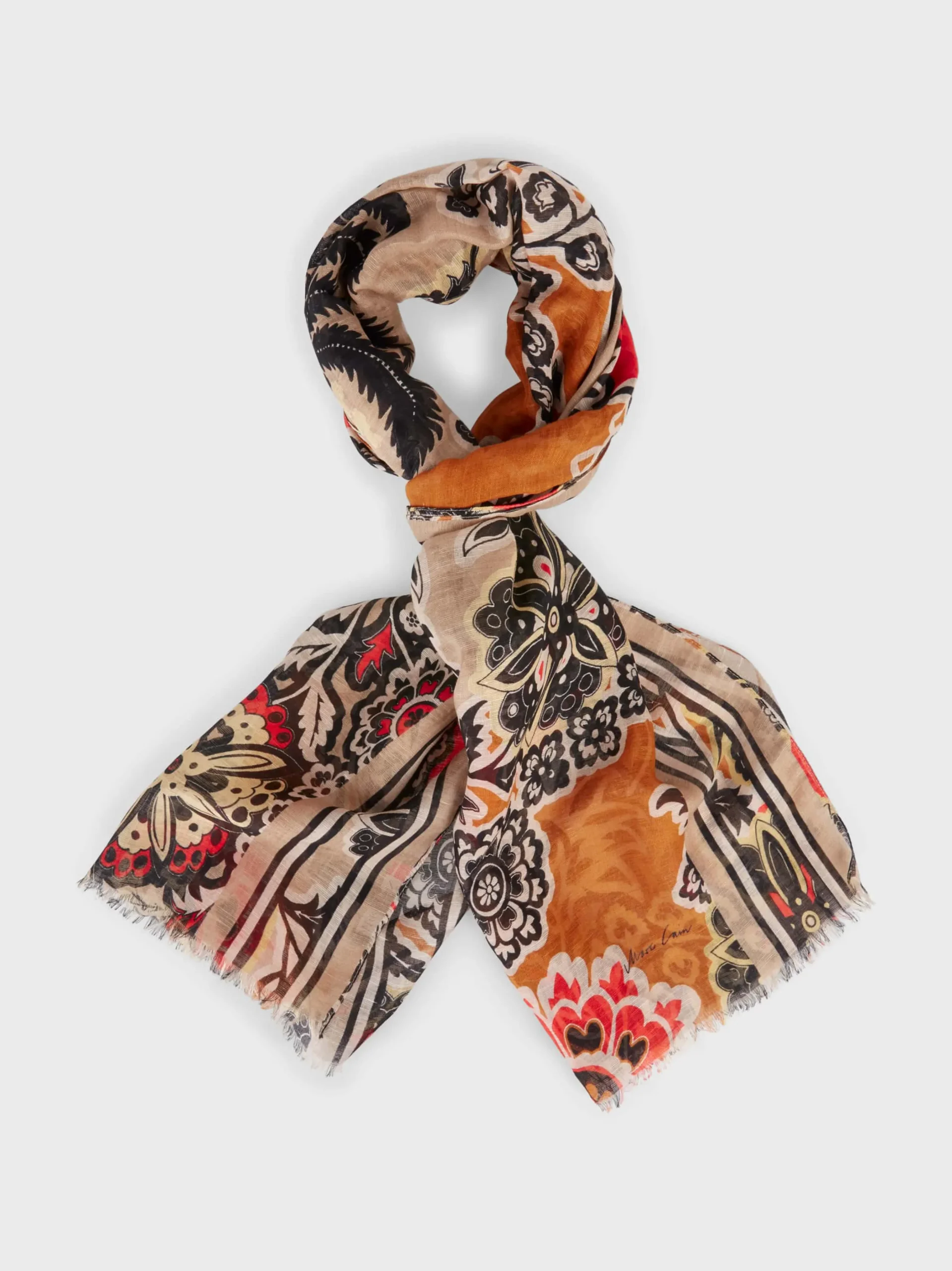 Marc Cain Accessoires-SCHAL MIT FLORALEM PRINTMOTIV bright ochre