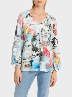 Marc Cain Blusen & Tuniken-SCHLUPFBLUSE MIT MEMORIESPRINT light neon red
