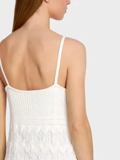 Marc Cain Kleider|Strick-SCHMALES SPITZENKLEID “RETHINK TOGETHER” off-white