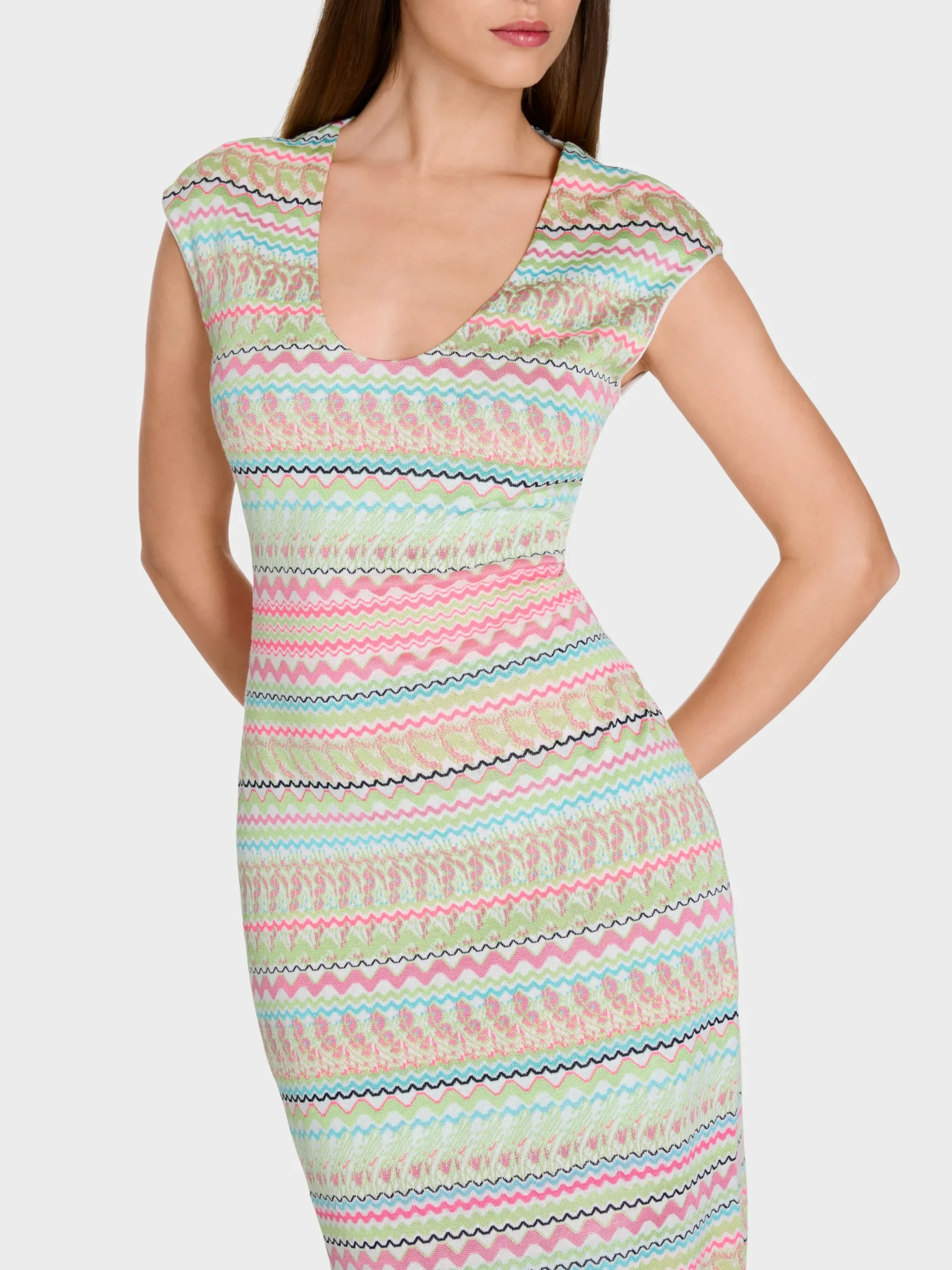 Marc Cain Kleider|Strick-SCHMALES STRICKKLEID KNITTED IN GERMANY light apple green