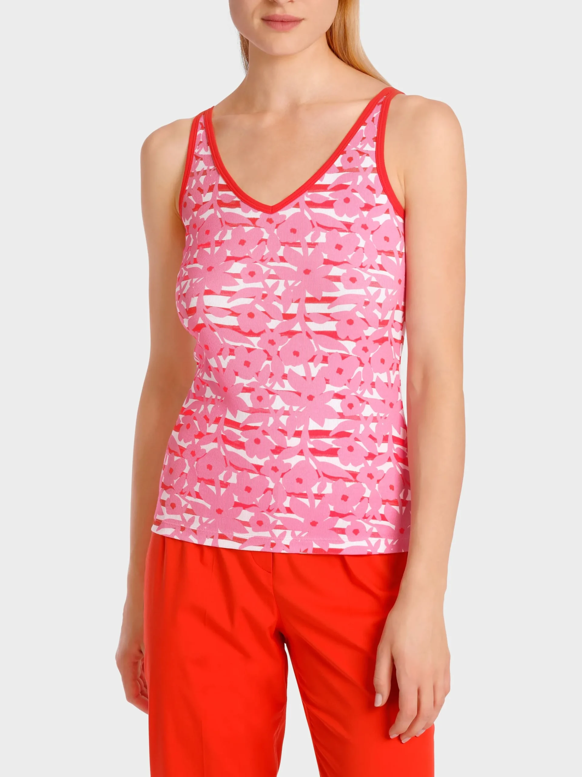 Marc Cain Shirts & Tops-SCHMALES TOP MIT TONIGEM OVERPRINT lip gloss