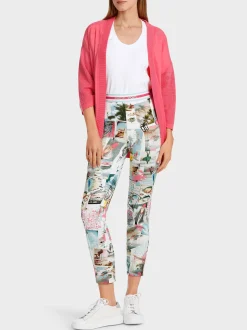Marc Cain Hosen|Hosenanzüge-SCUBA MODELL SOFIA MIT POSTKARTENPRINT light neon red