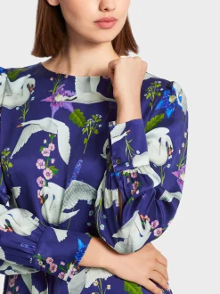 Marc Cain Kleider-SEIDENKLEID MIT PRINT deep violet