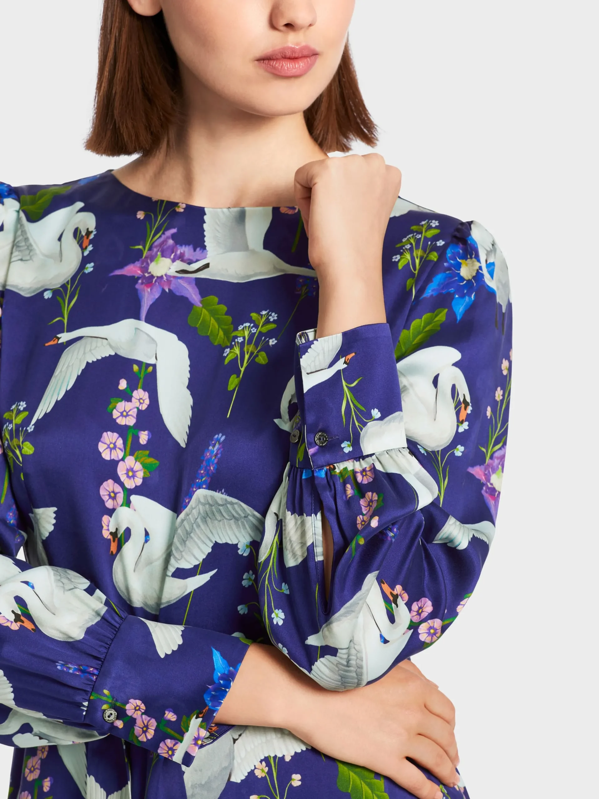 Marc Cain Kleider-SEIDENKLEID MIT PRINT deep violet