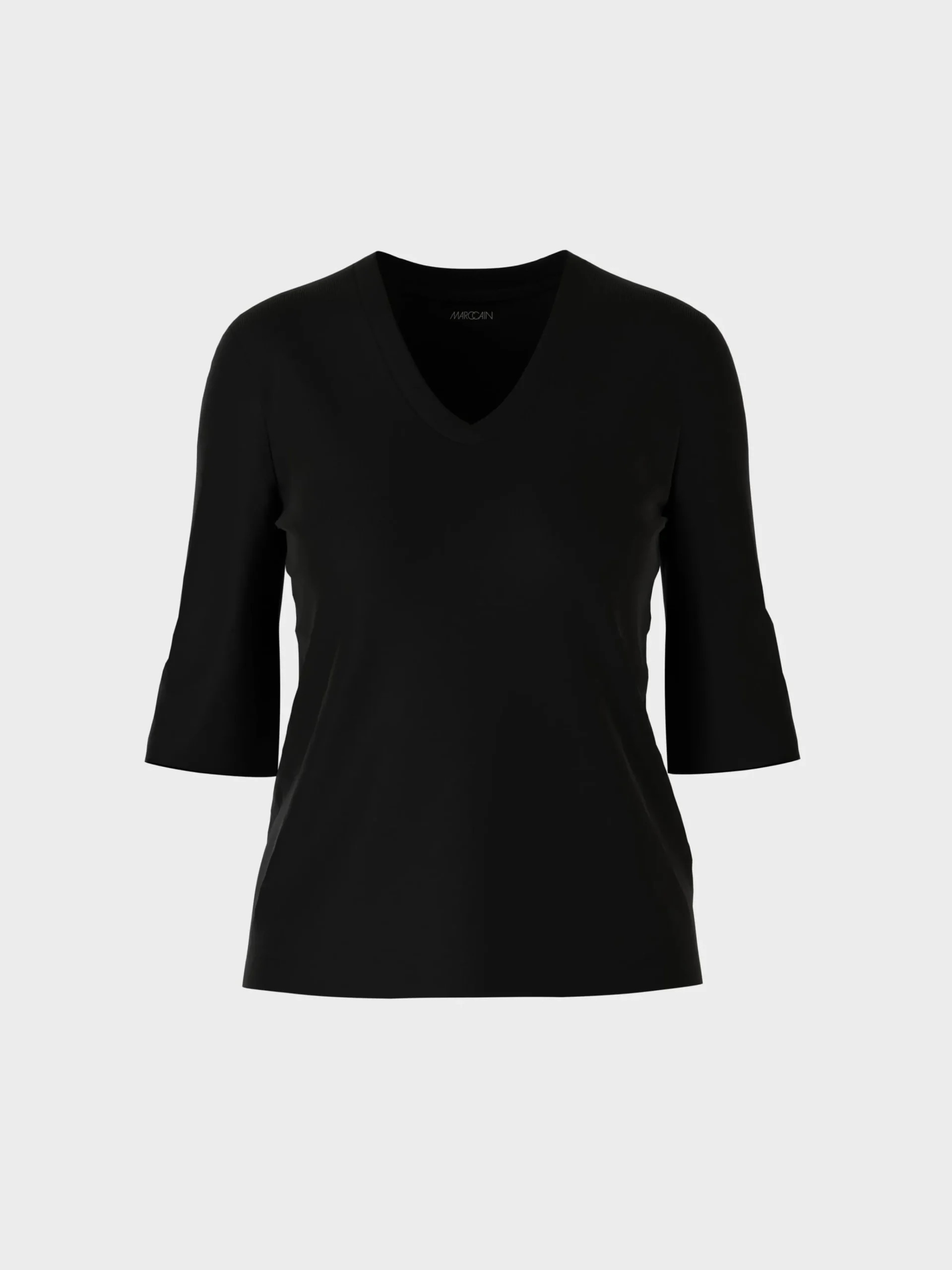 Marc Cain Shirts & Tops-SHIRT AUS BAUMWOLL-RIPP-JERSEY black