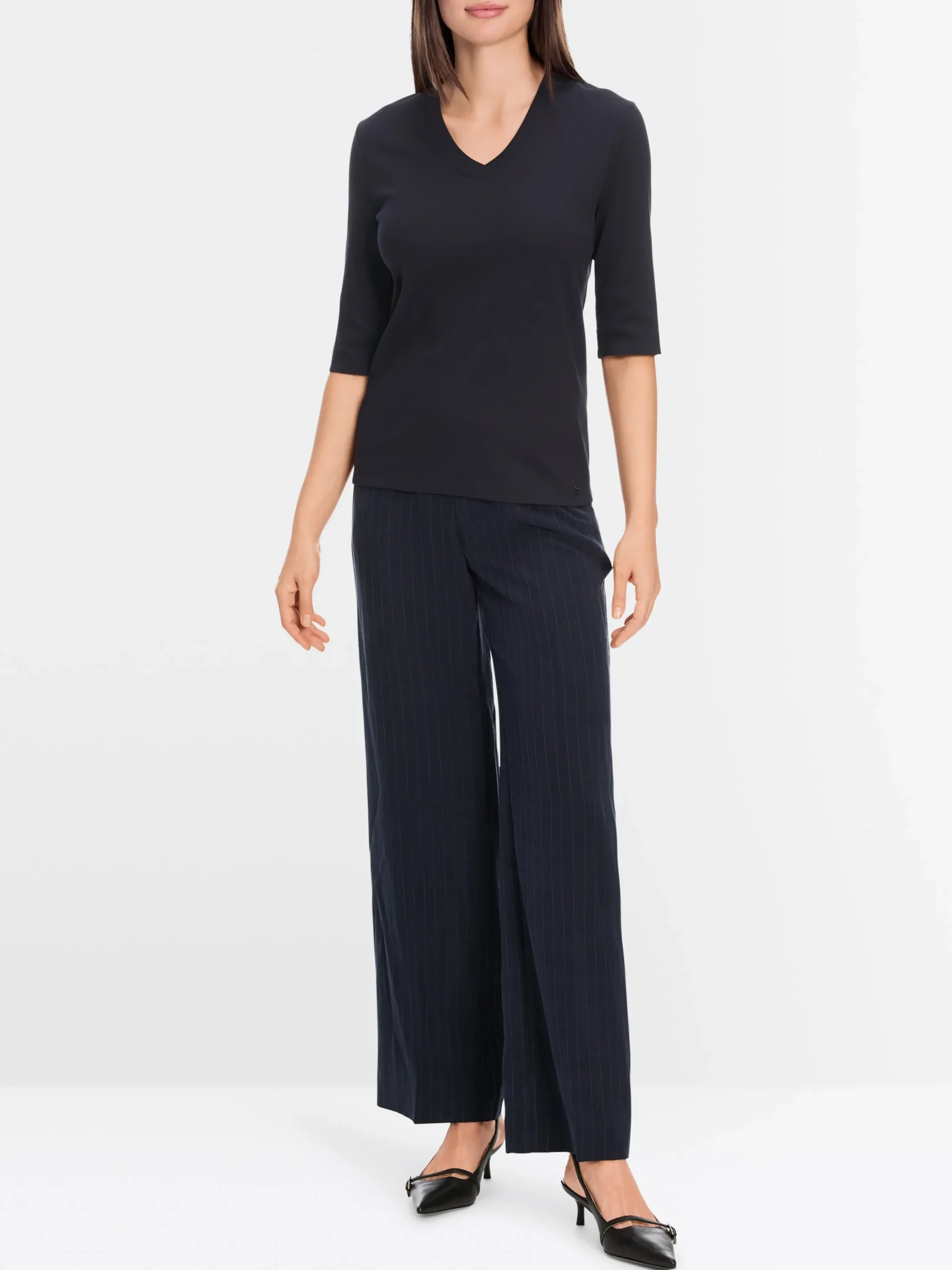 Marc Cain Shirts & Tops-SHIRT AUS BAUMWOLL-RIPP-JERSEY midnight blue