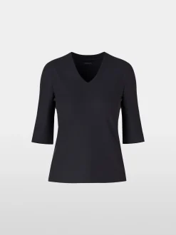 Marc Cain Shirts & Tops-SHIRT AUS BAUMWOLL-RIPP-JERSEY midnight blue