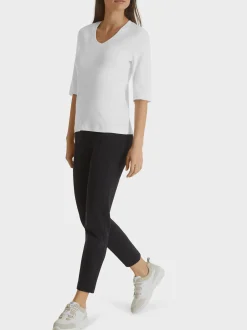 Marc Cain Shirts & Tops-SHIRT AUS BAUMWOLL-RIPP-JERSEY white