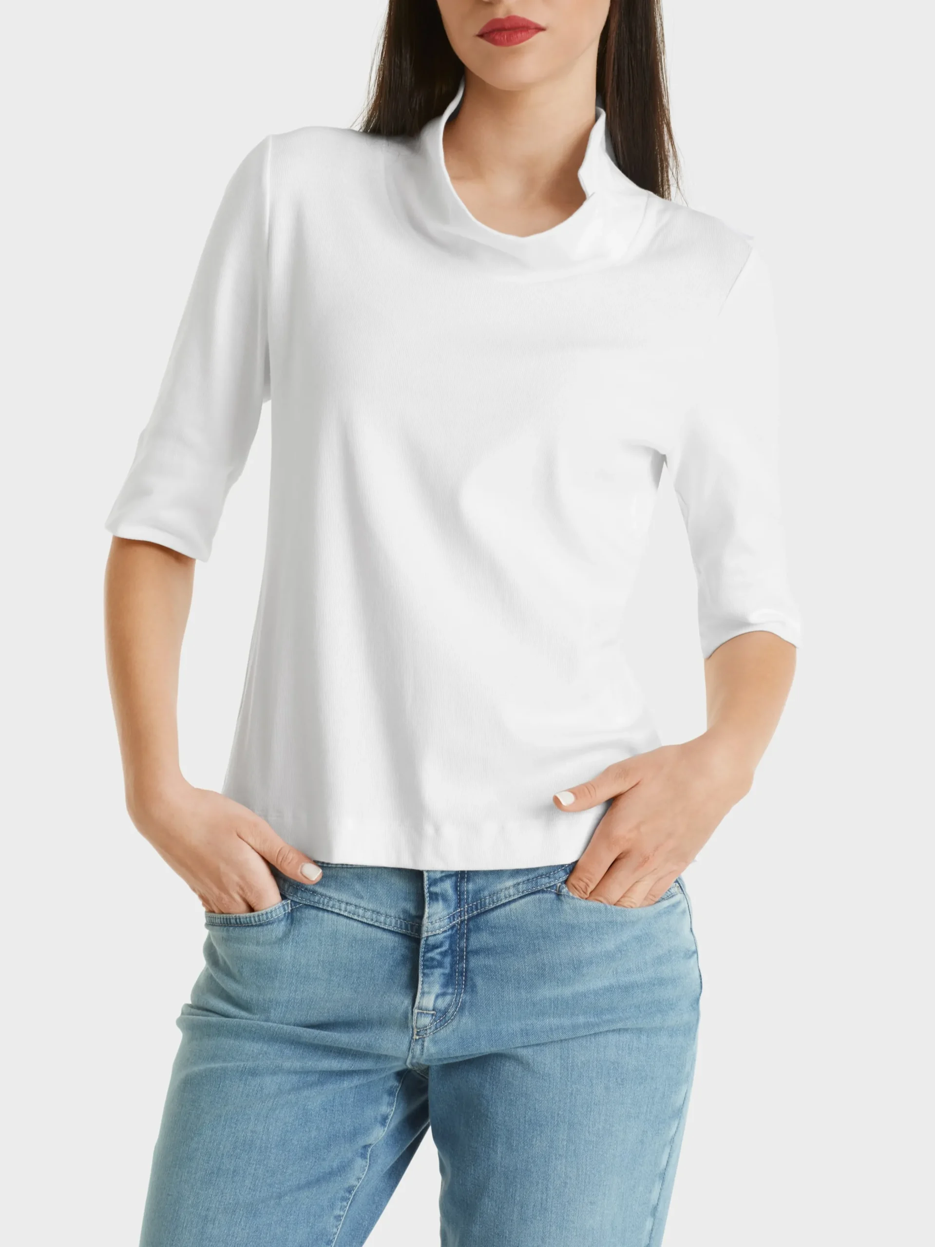 Marc Cain Shirts & Tops-SHIRT MIT BESONDERER KRAGENLÖSUNG white