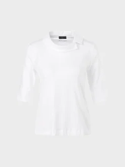 Marc Cain Shirts & Tops-SHIRT MIT BESONDERER KRAGENLÖSUNG white