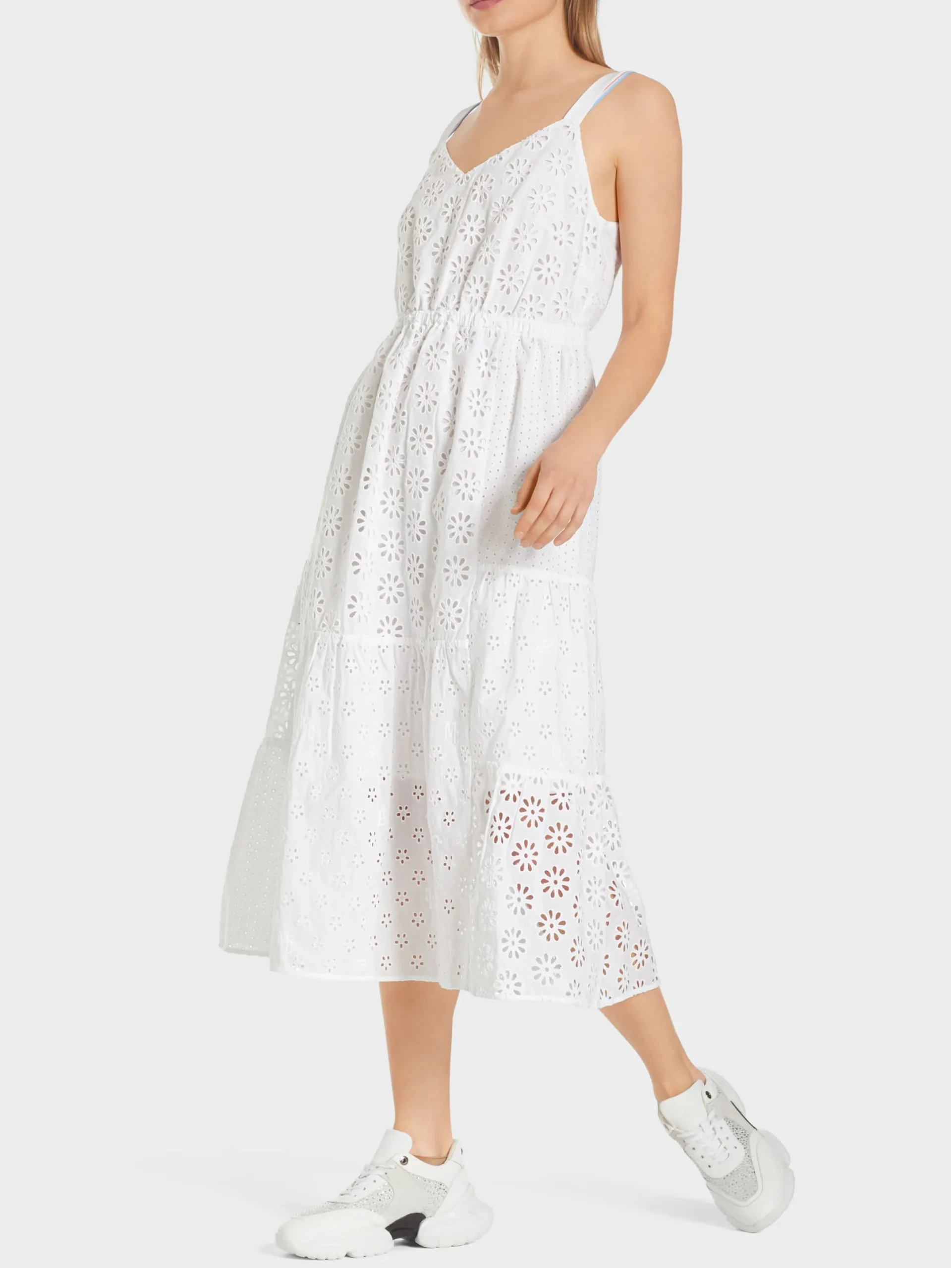 Marc Cain Kleider-SOMMERKLEID MIT LOCHSTICKEREI white