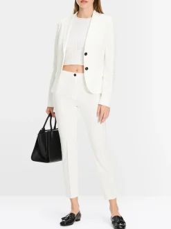 Marc Cain Hosen-STRETCH-HOSE MIT BIESEN off-white
