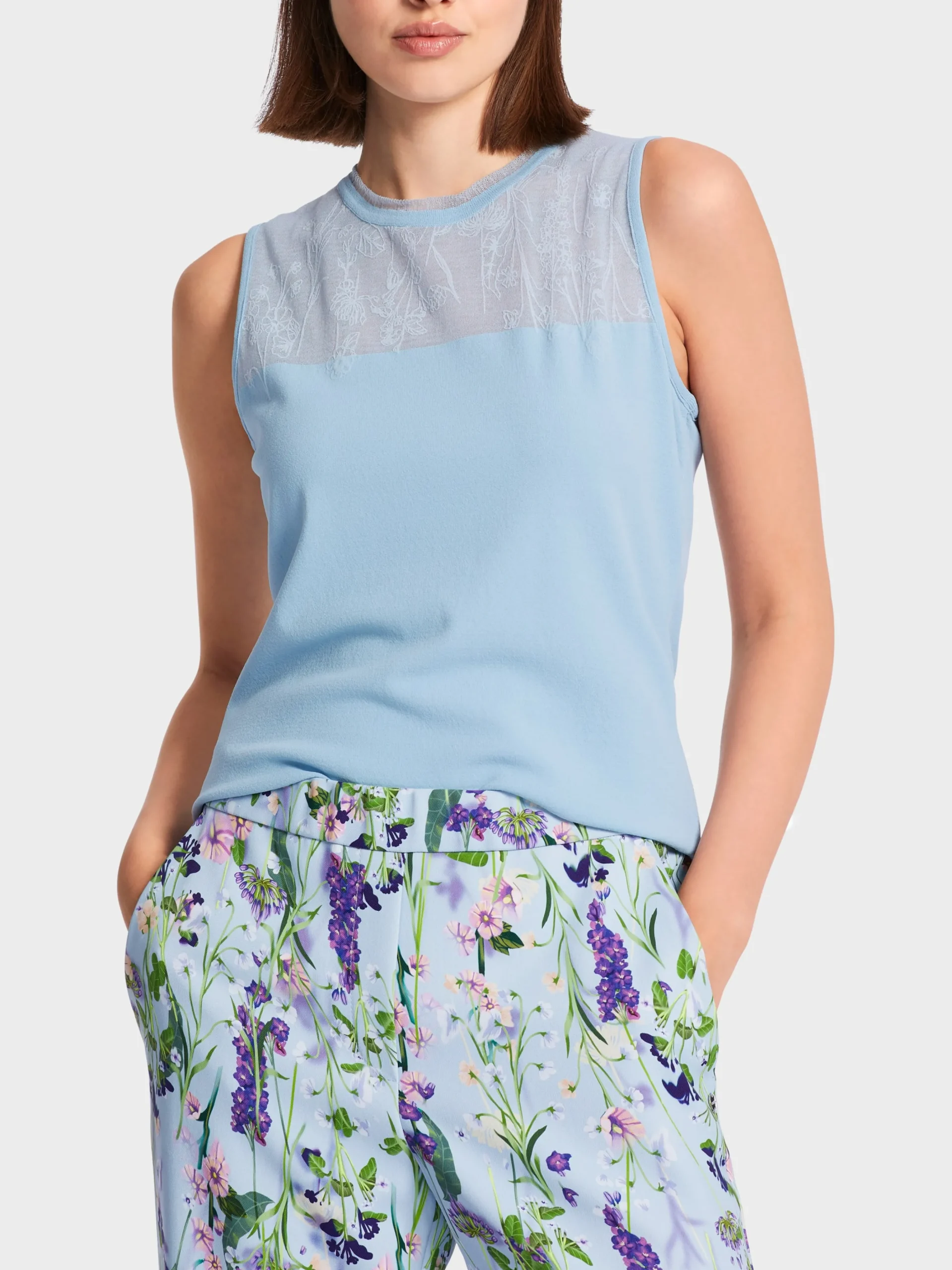 Marc Cain Shirts & Tops|Strick-STRICKTOP "RETHINK TOGETHER" soft summer sky