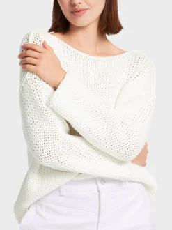 Marc Cain Pullover & Sweatshirts|Strick-SWEATER IN GROBSTRICK KNITTED IN GERMANY off-white