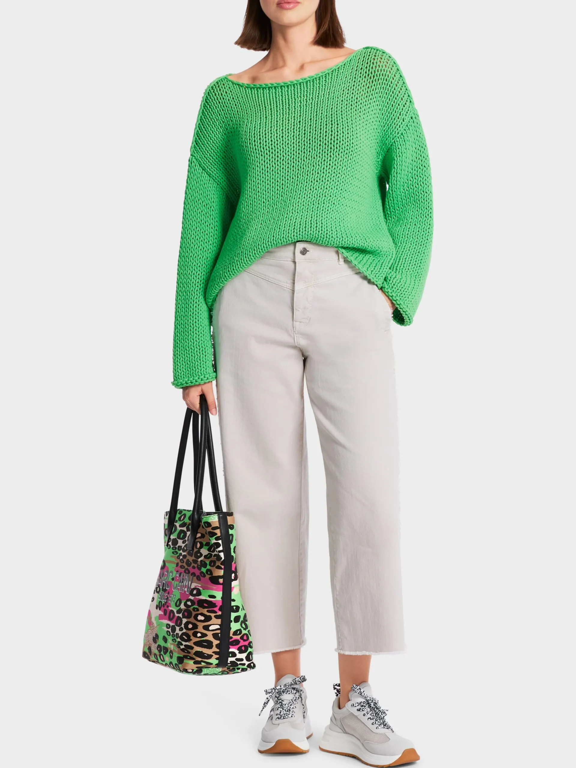 Marc Cain Pullover & Sweatshirts|Strick-SWEATER IN GROBSTRICK KNITTED IN GERMANY deep spring green