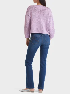 Marc Cain Pullover & Sweatshirts|Strick-SWEATER IN GROBSTRICK KNITTED IN GERMANY bright pink lavender