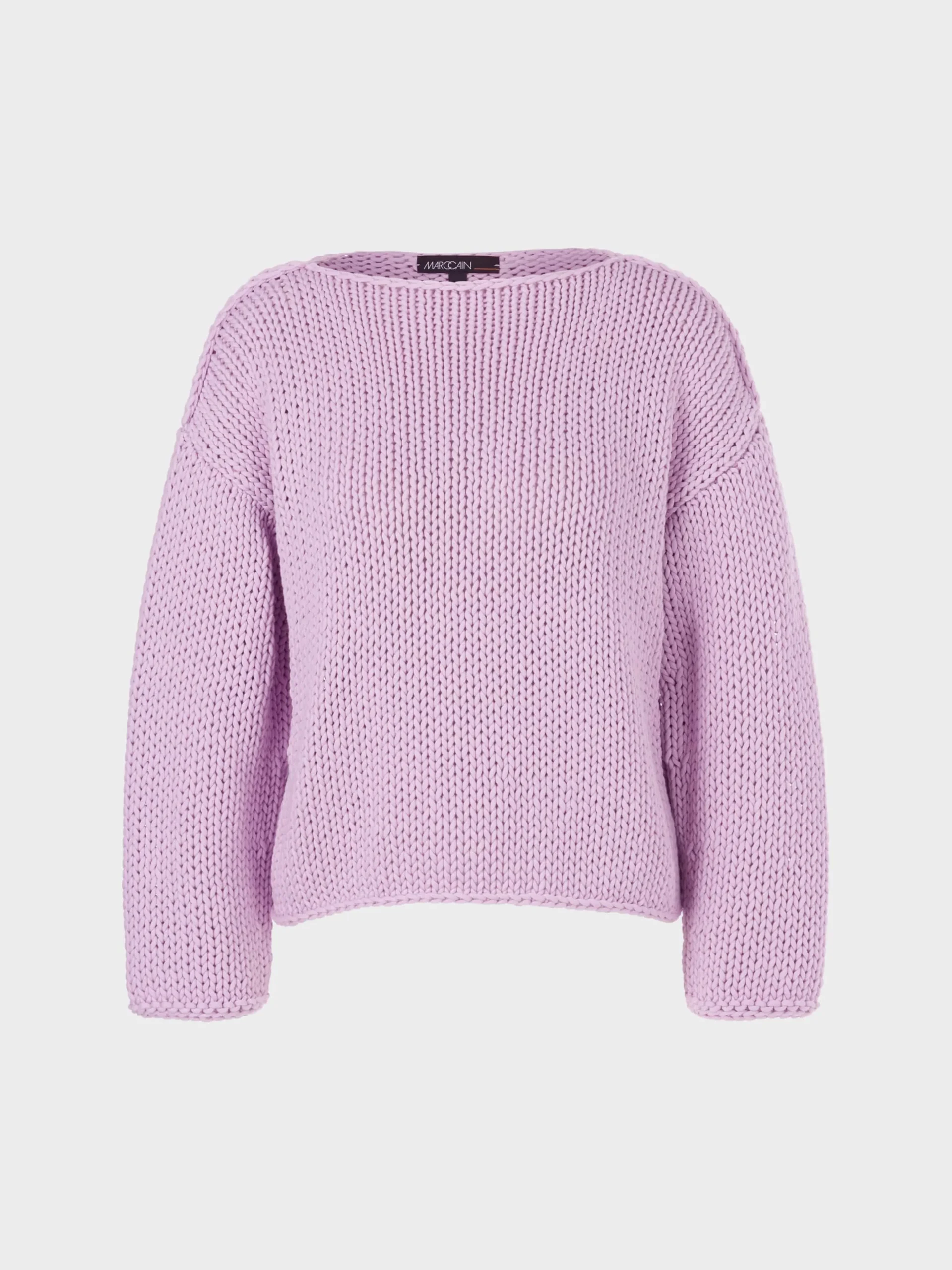 Marc Cain Pullover & Sweatshirts|Strick-SWEATER IN GROBSTRICK KNITTED IN GERMANY bright pink lavender