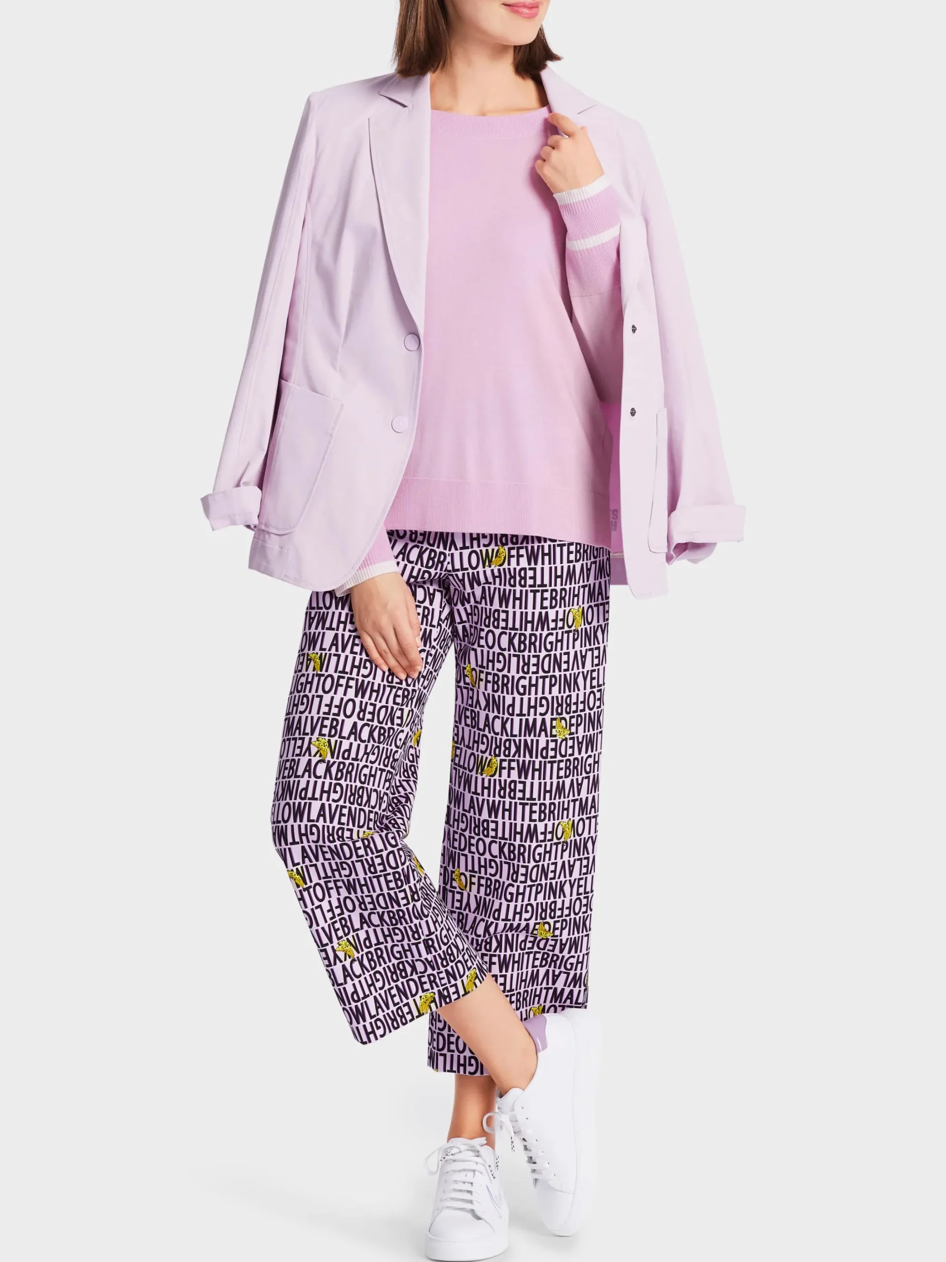 Marc Cain Pullover & Sweatshirts|Strick-SWEATER MIT KASCHMIR "RETHINK TOGETHER" bright pink lavender