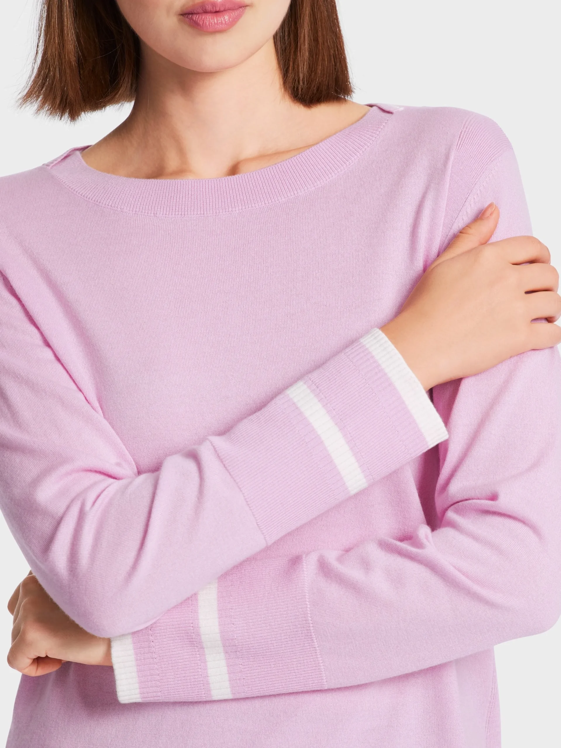 Marc Cain Pullover & Sweatshirts|Strick-SWEATER MIT KASCHMIR "RETHINK TOGETHER" bright pink lavender