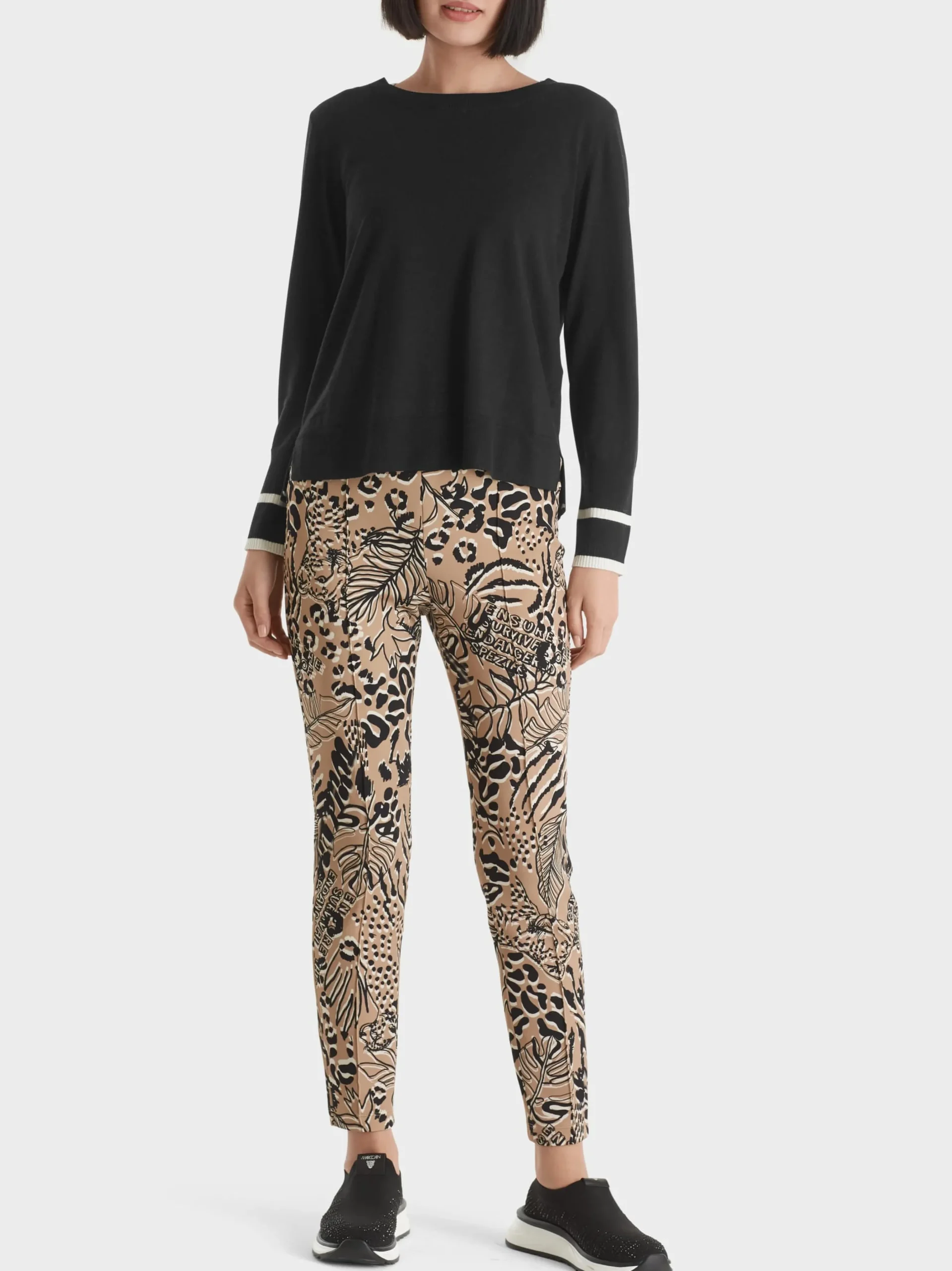 Marc Cain Pullover & Sweatshirts|Strick-SWEATER MIT KASCHMIR "RETHINK TOGETHER" black