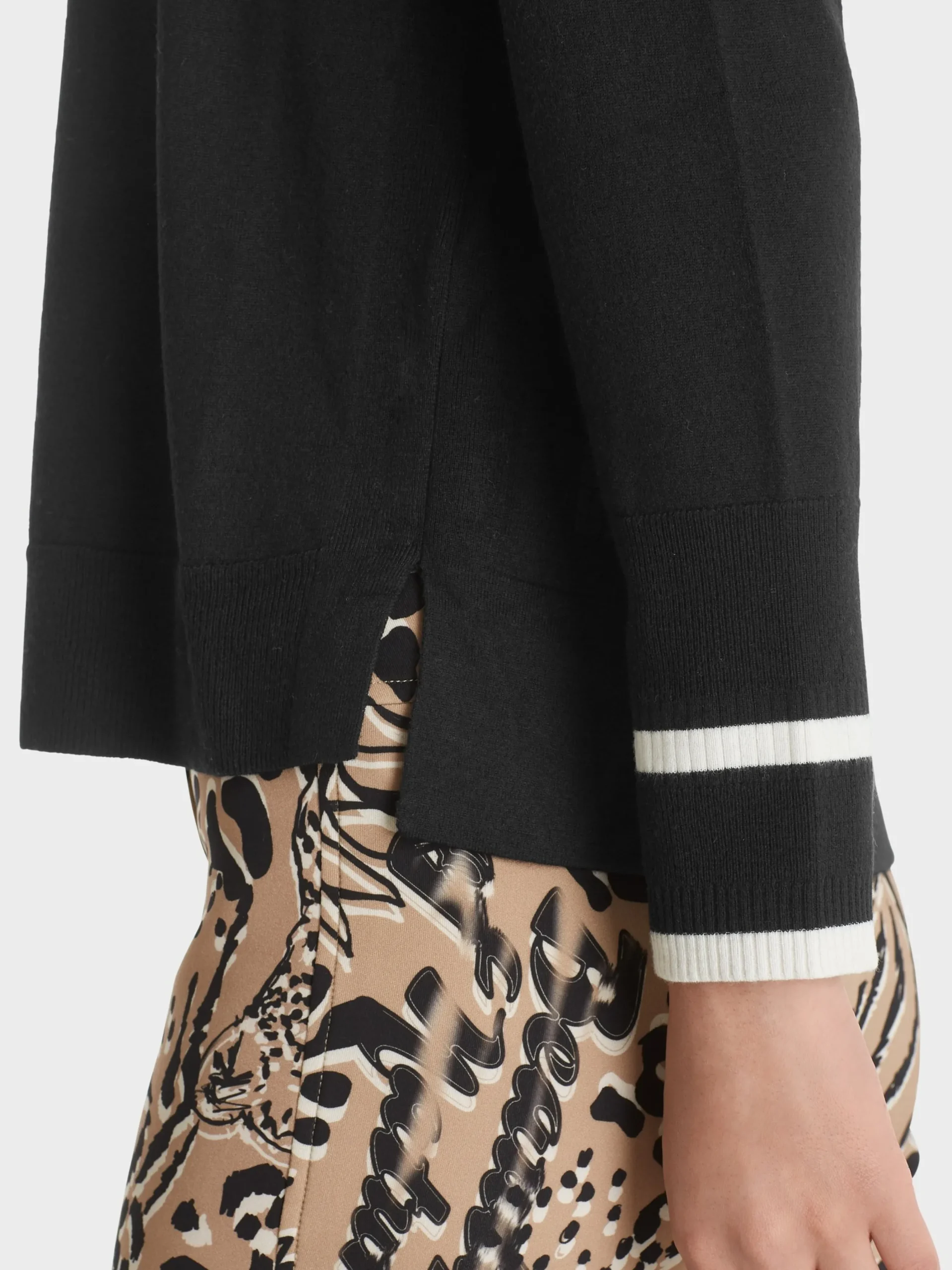 Marc Cain Pullover & Sweatshirts|Strick-SWEATER MIT KASCHMIR "RETHINK TOGETHER" black