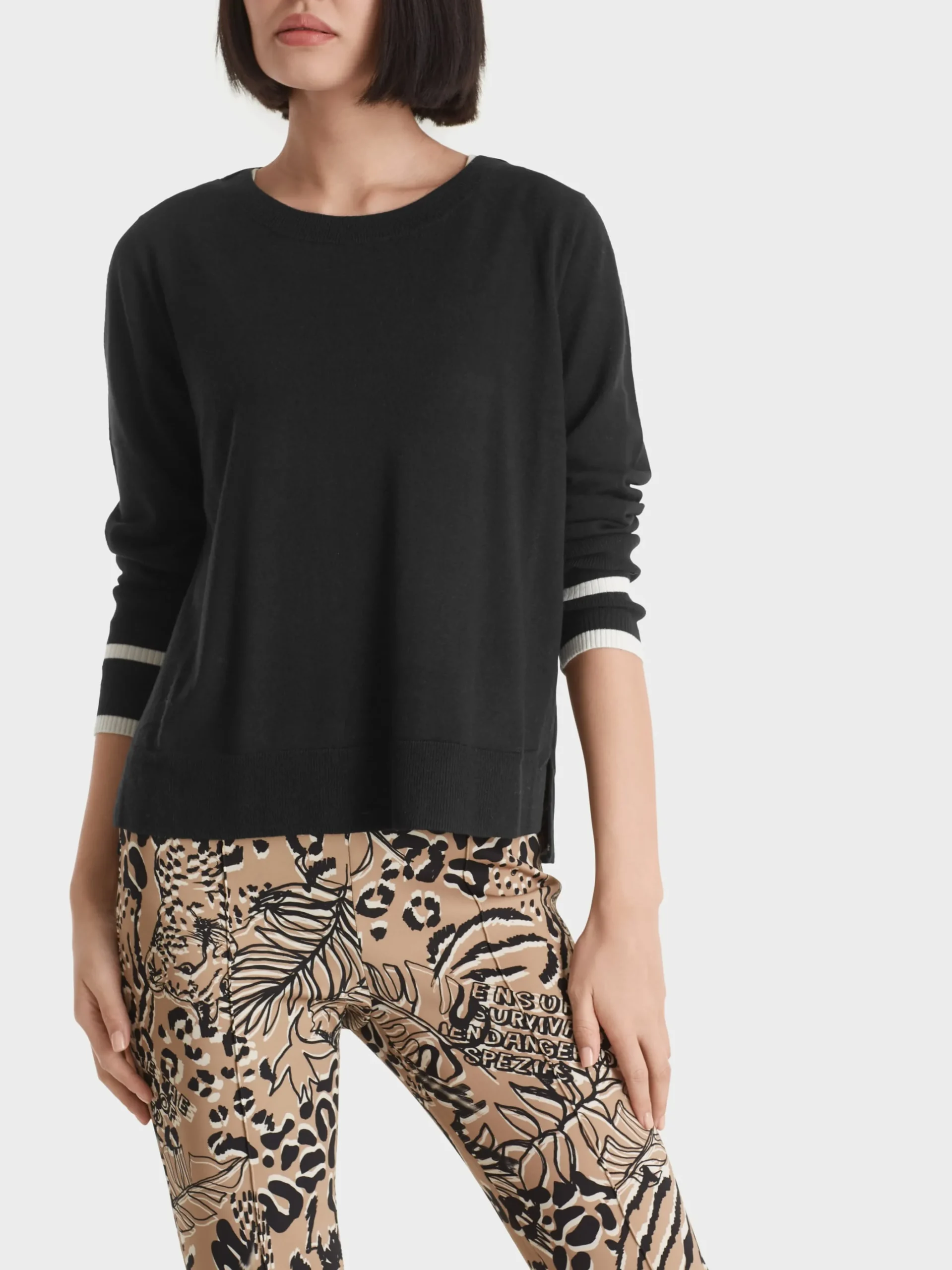 Marc Cain Pullover & Sweatshirts|Strick-SWEATER MIT KASCHMIR "RETHINK TOGETHER" black