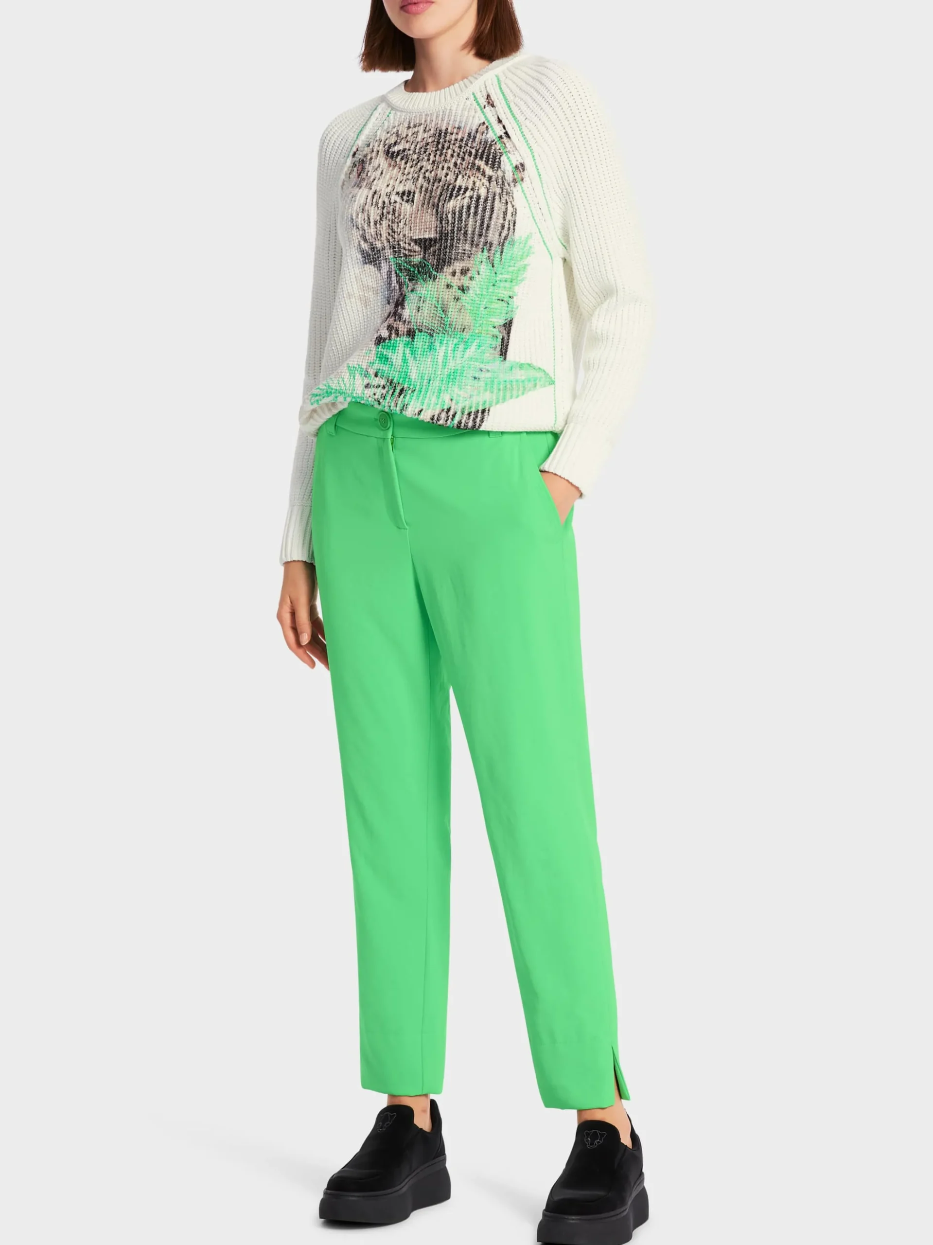 Marc Cain Pullover & Sweatshirts|Strick-SWEATER MIT PRINT – KNITTED IN GERMANY off-white