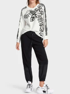 Marc Cain Pullover & Sweatshirts|Strick-SWEATER MIT PRINT KNITTED IN GERMANY white and black