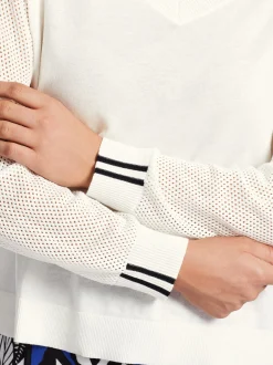 Marc Cain Pullover & Sweatshirts|Strick-SWEATER MIT ÄRMELN IN NETZOPTIK off-white