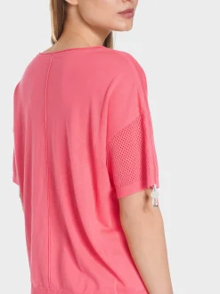 Marc Cain Pullover & Sweatshirts-SWEATER MIT SEIDENANTEIL light neon red