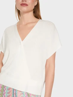 Marc Cain Pullover & Sweatshirts|Strick-SWEATER MIT WICKELEFFEKT off-white