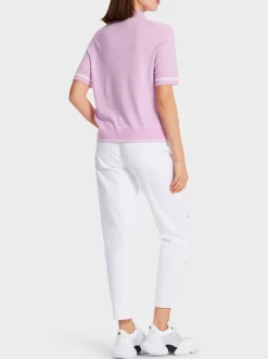 Marc Cain Pullover & Sweatshirts|Strick-SWEATER MIT ZIPP "RETHINK TOGETHER" bright pink lavender