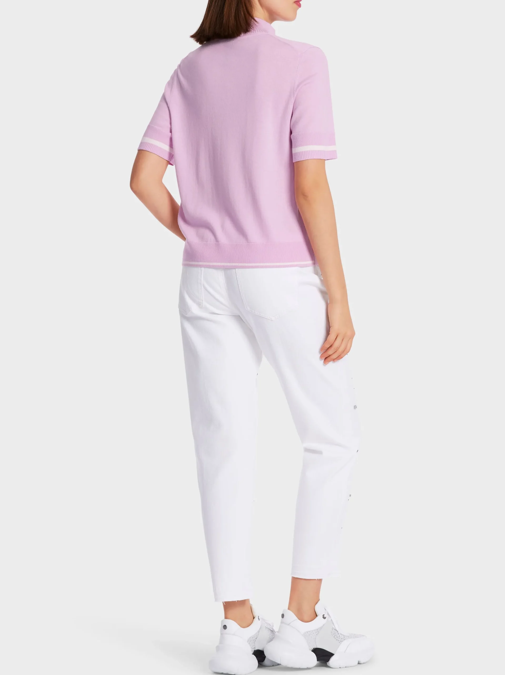 Marc Cain Pullover & Sweatshirts|Strick-SWEATER MIT ZIPP "RETHINK TOGETHER" bright pink lavender