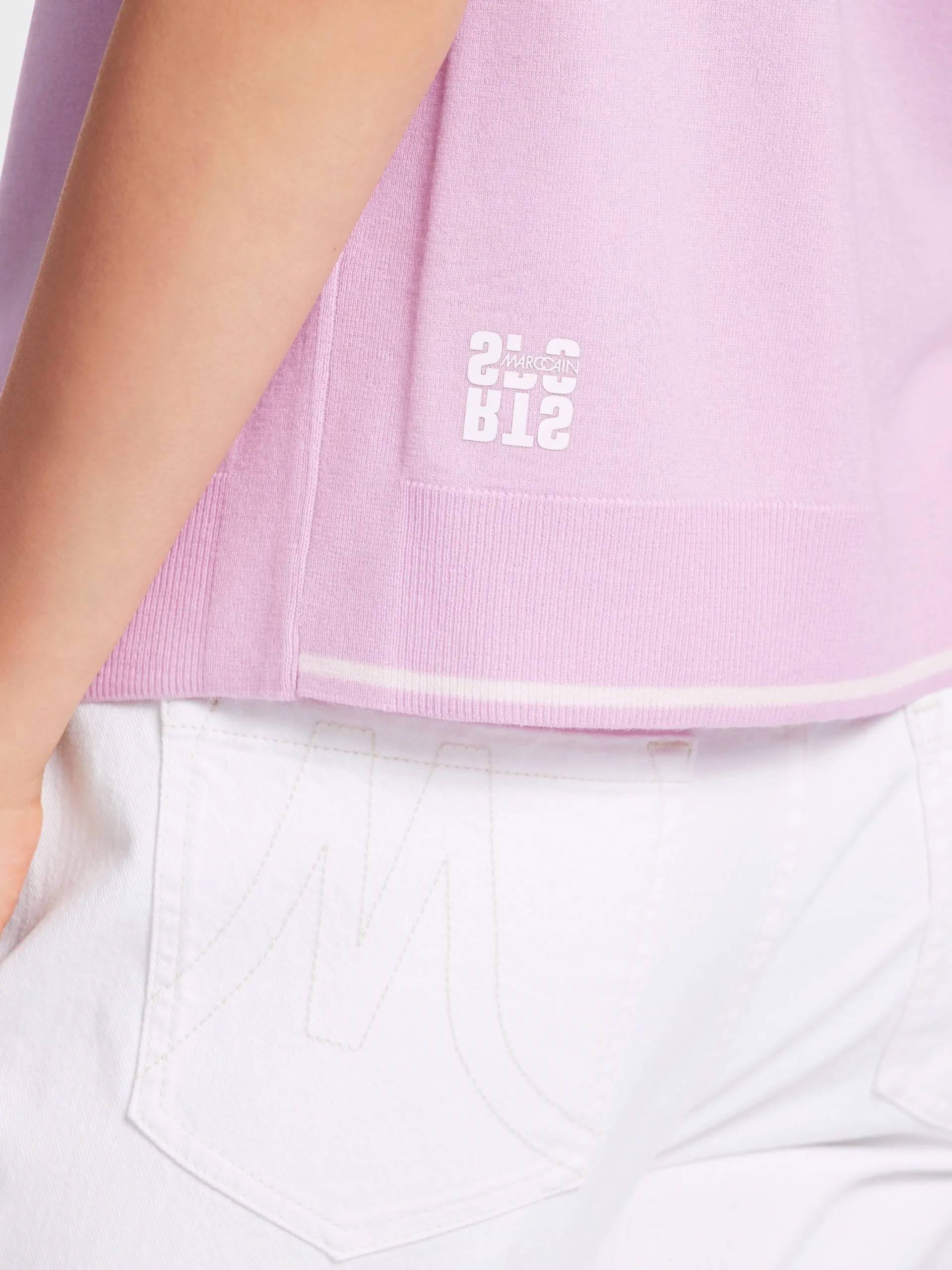 Marc Cain Pullover & Sweatshirts|Strick-SWEATER MIT ZIPP "RETHINK TOGETHER" bright pink lavender