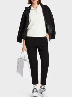 Marc Cain Pullover & Sweatshirts|Strick-SWEATER MIT ZIPP "RETHINK TOGETHER" off-white